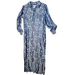 Chicos Women’s Denim Blue Pattern Shirt Maxi Dress Size 0 (Womens 4)